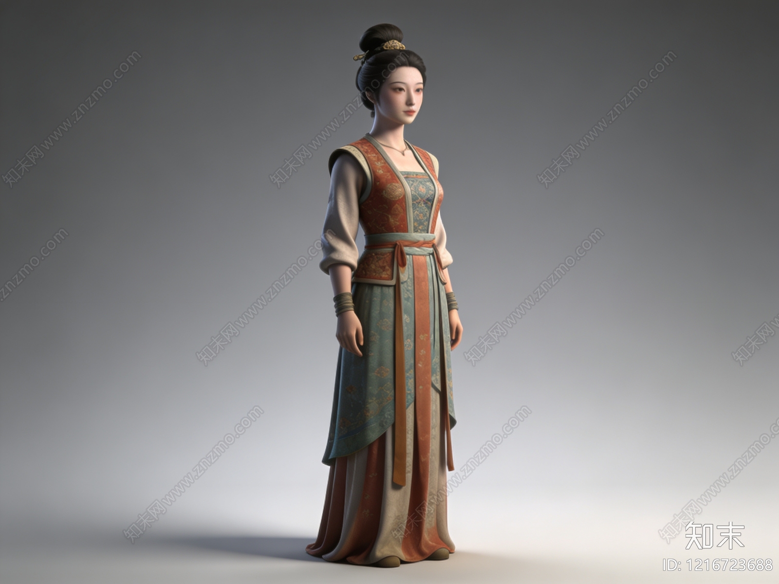 新中式女人SU模型下载【ID:1216723688】