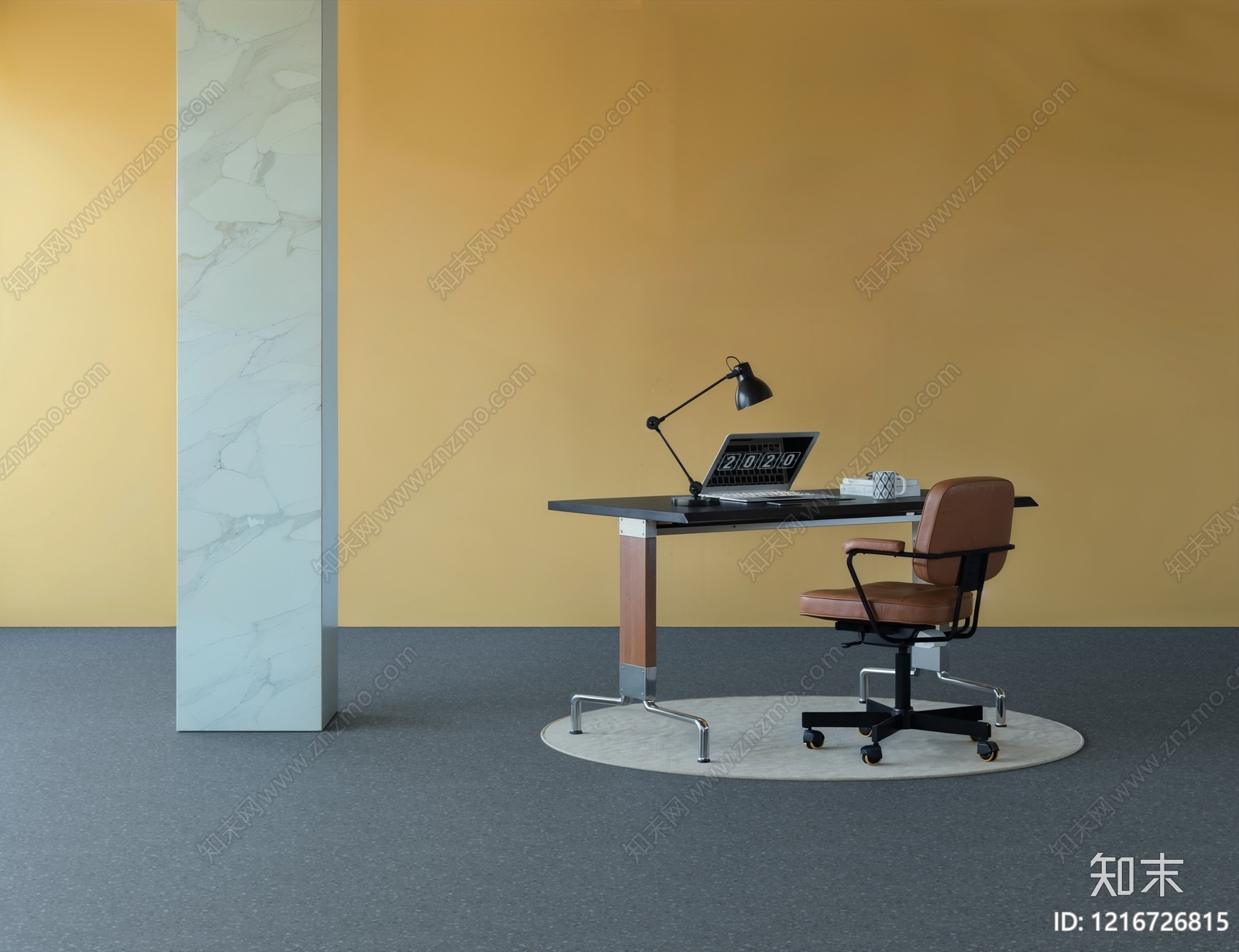 现代简约书桌椅3D模型下载【ID:1216726815】