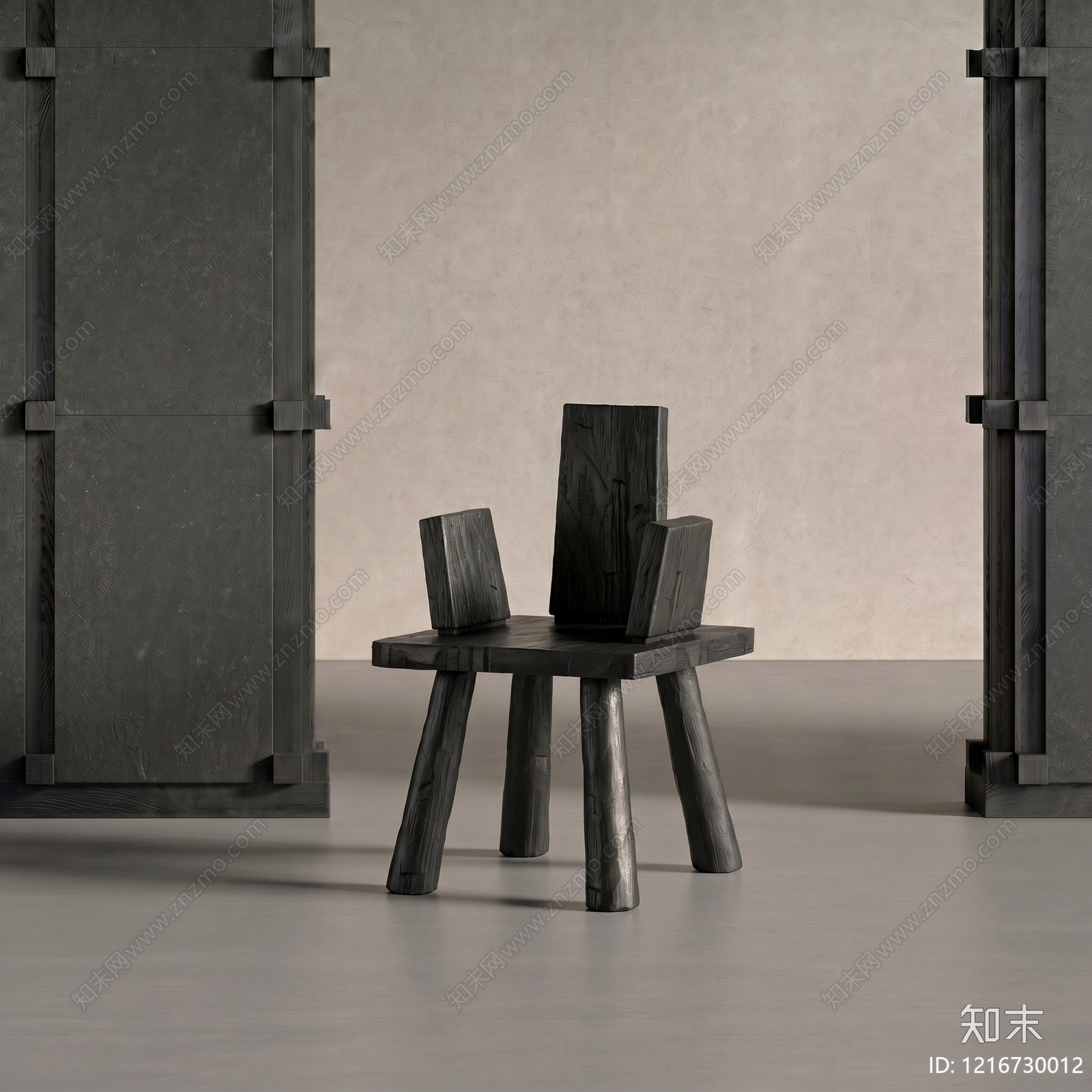 侘寂餐椅3D模型下载【ID:1216730012】