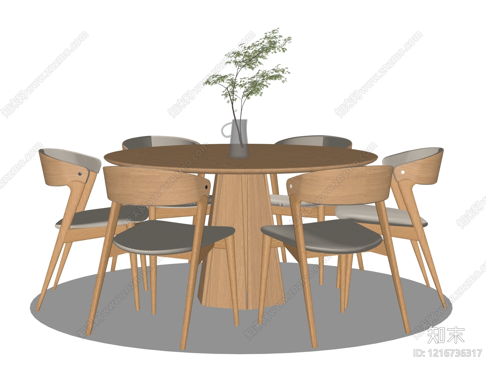 日式原木餐桌椅SU模型下载【ID:1216736317】