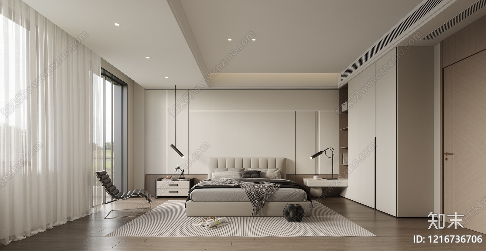 极简主卧3D模型下载【ID:1216736706】