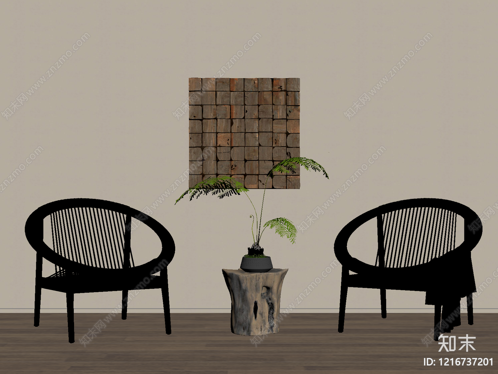 侘寂休闲椅SU模型下载【ID:1216737201】
