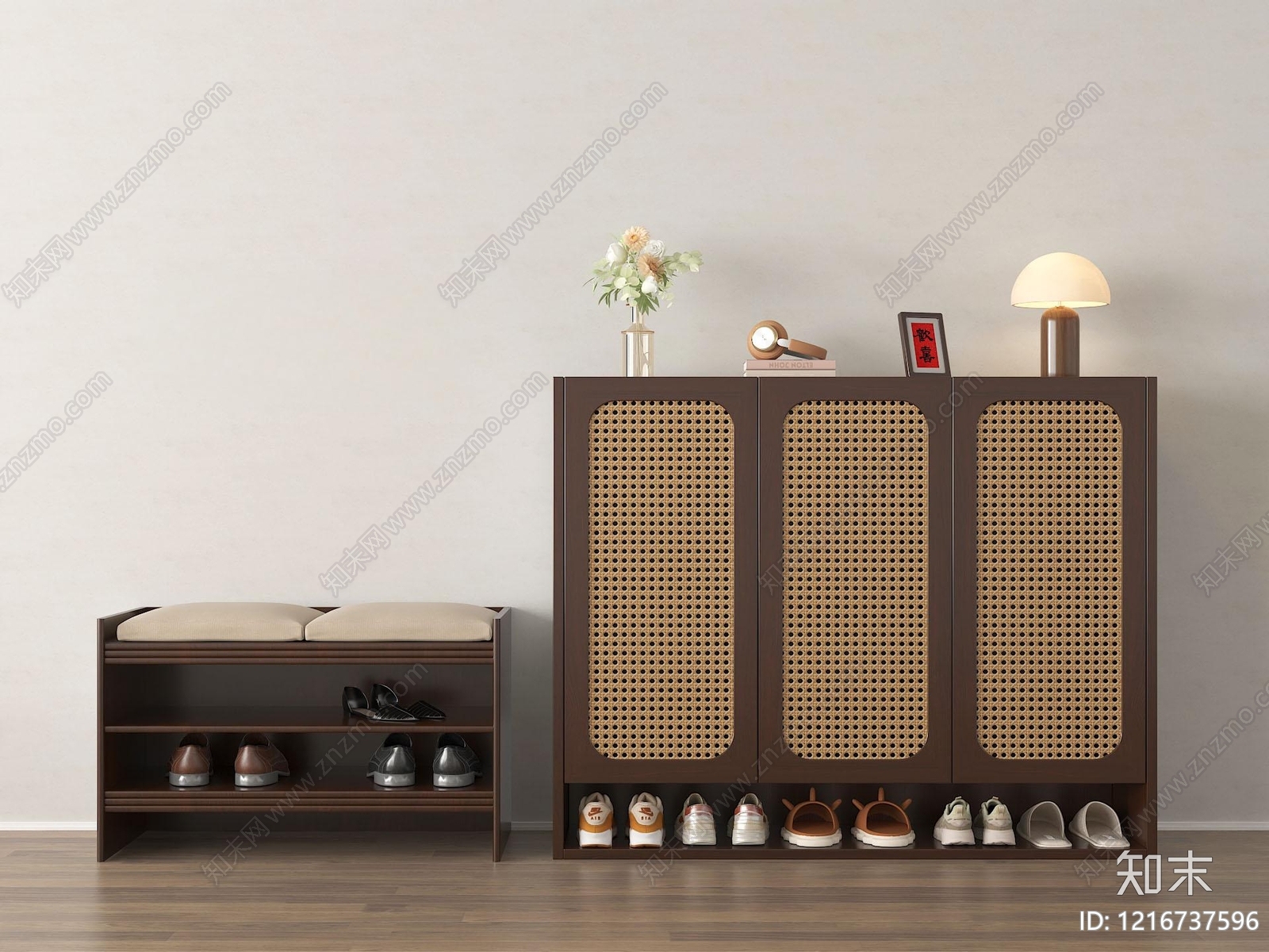中古风鞋柜SU模型下载【ID:1216737596】