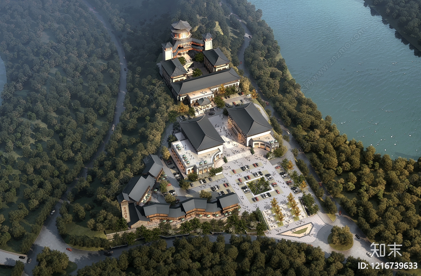 新中式古建3D模型下载【ID:1216739633】