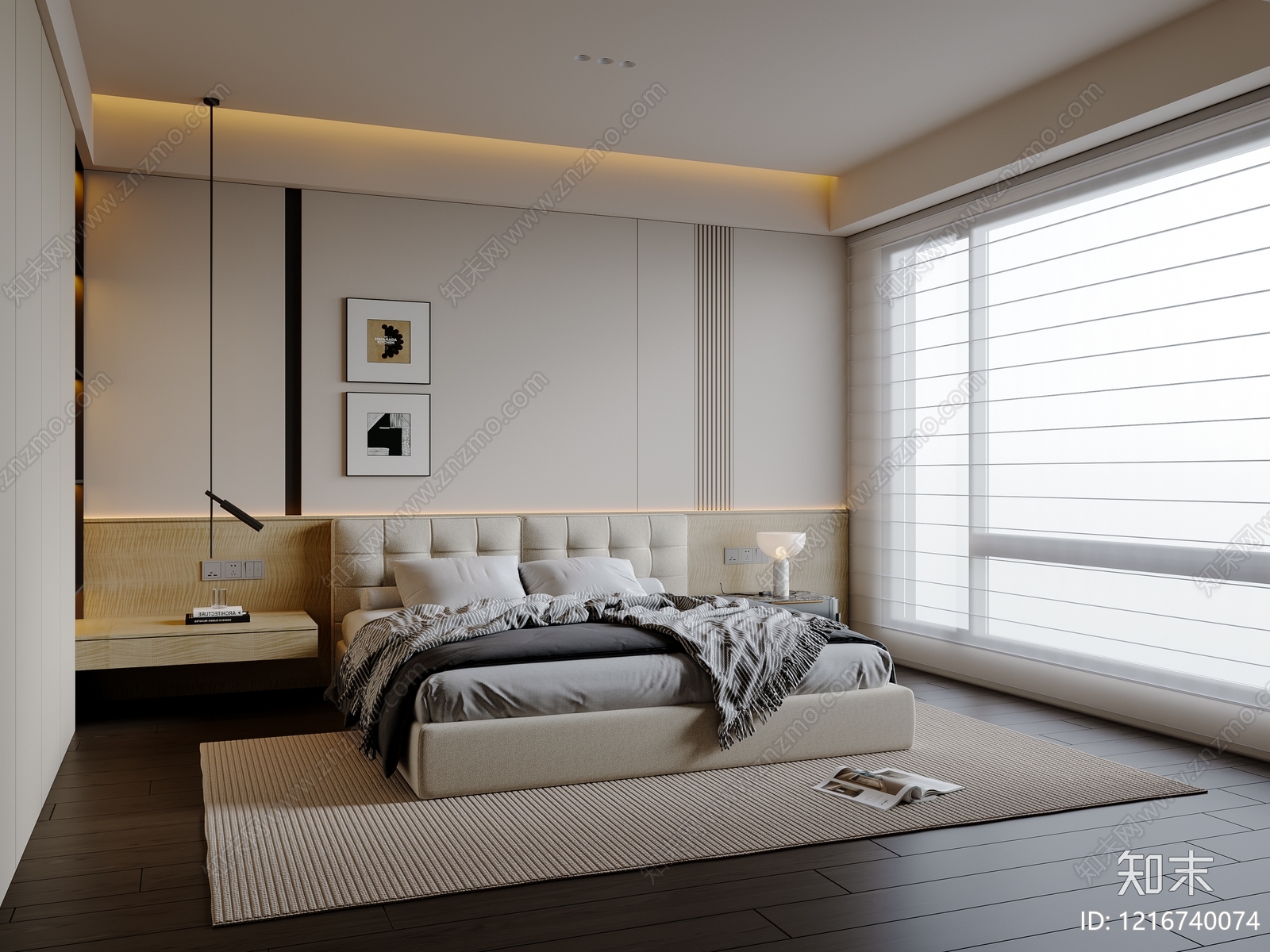 现代简约次卧SU模型下载【ID:1216740074】