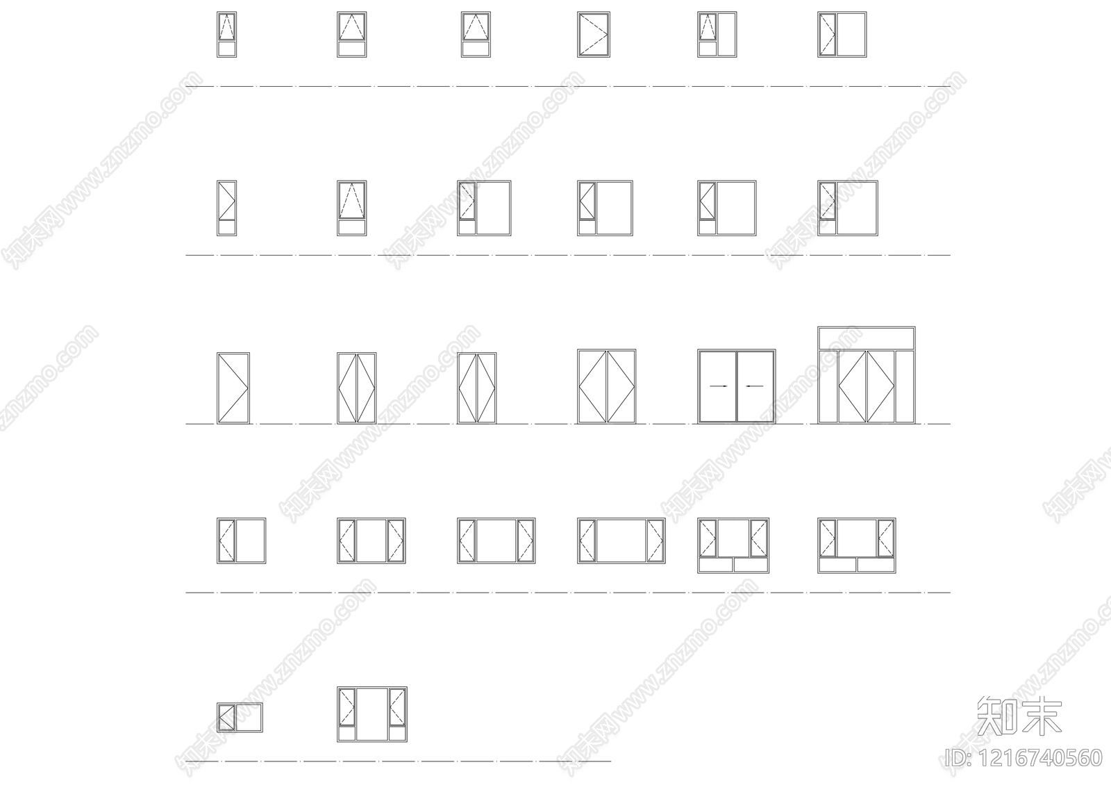 现代窗cad施工图下载【ID:1216740560】