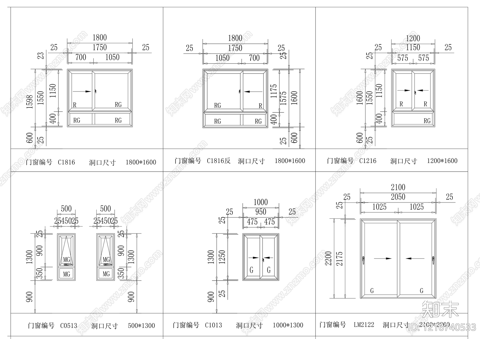 现代窗cad施工图下载【ID:1216740533】