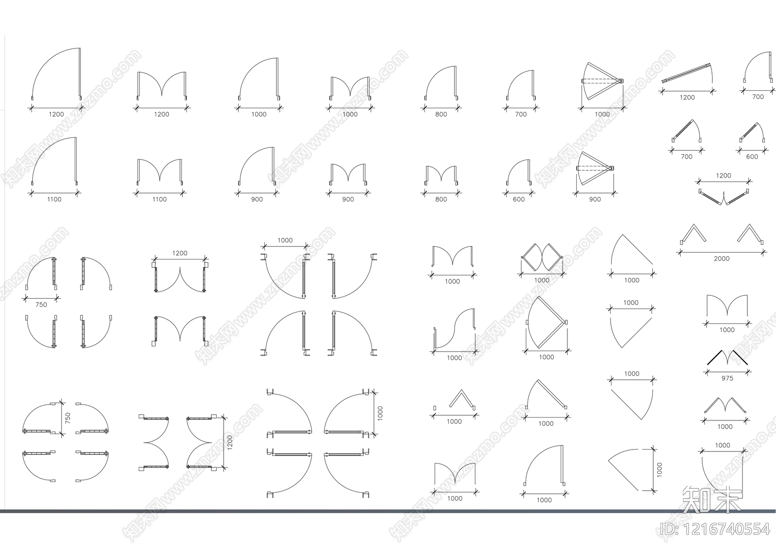 现代门cad施工图下载【ID:1216740554】