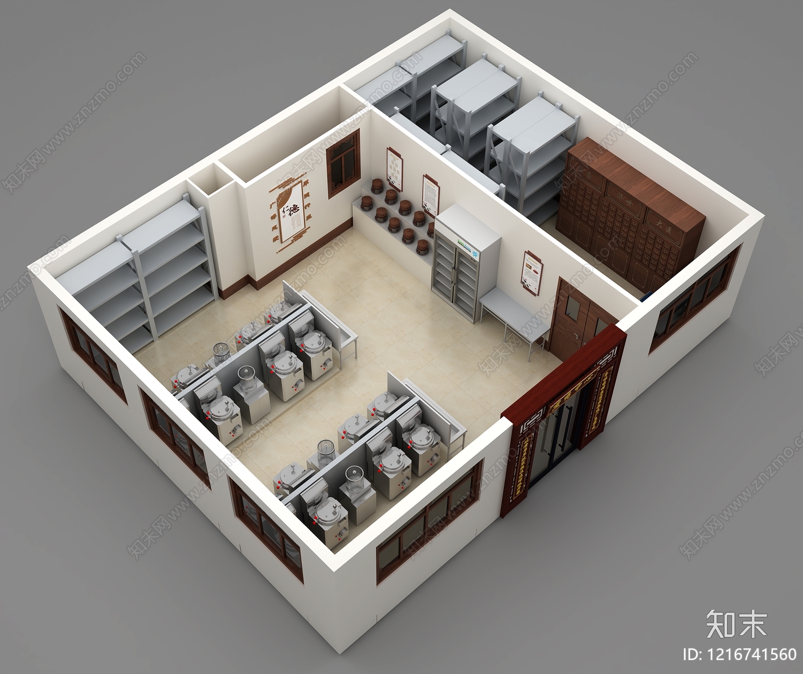 新中式医院SU模型下载【ID:1216741560】