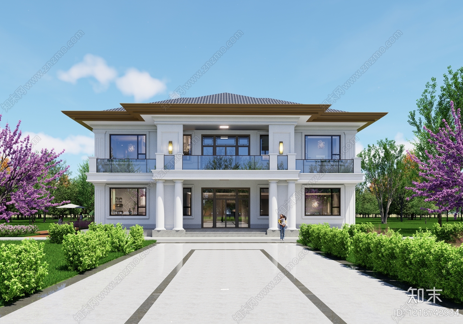 新中式独栋别墅SU模型下载【ID:1216742934】