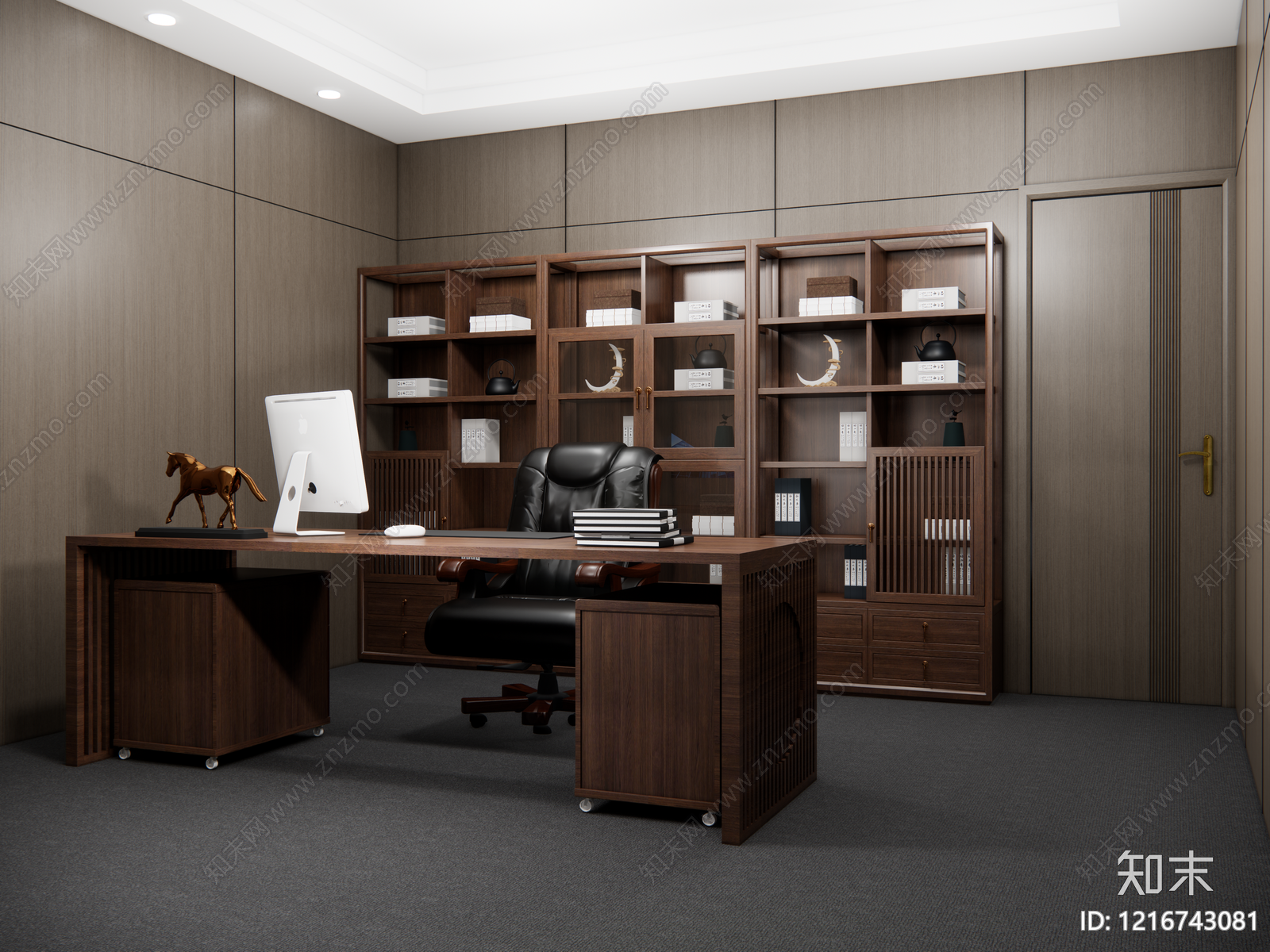 新中式经理办公室SU模型下载【ID:1216743081】