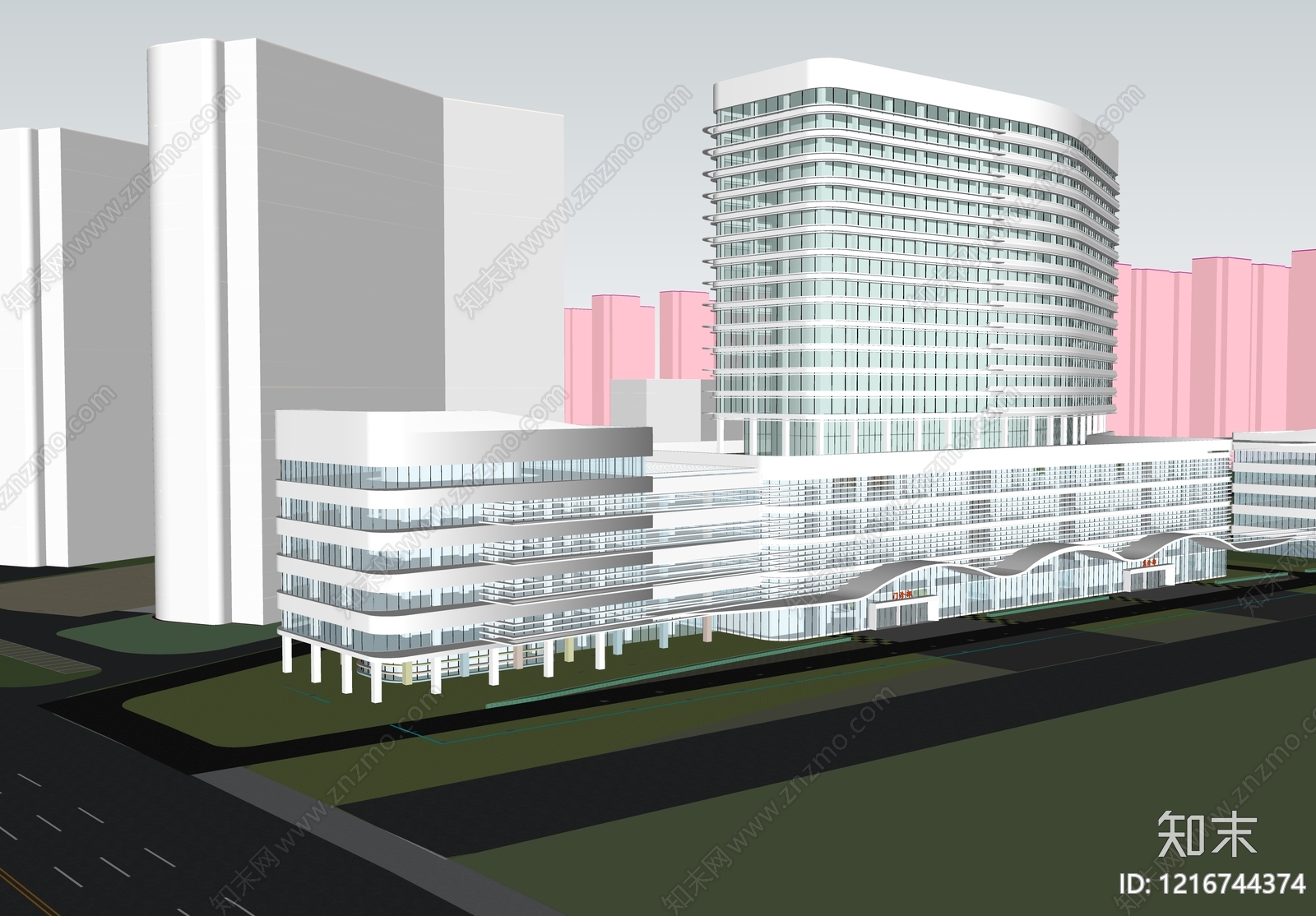 现代医院建筑SU模型下载【ID:1216744374】
