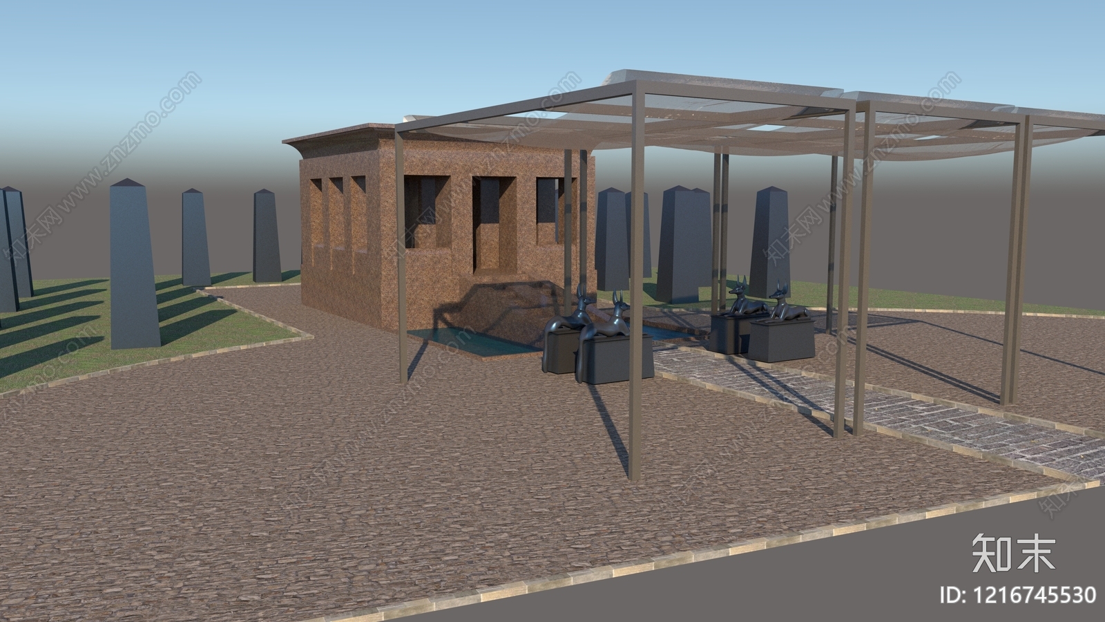 现代寺庙建筑SU模型下载【ID:1216745530】