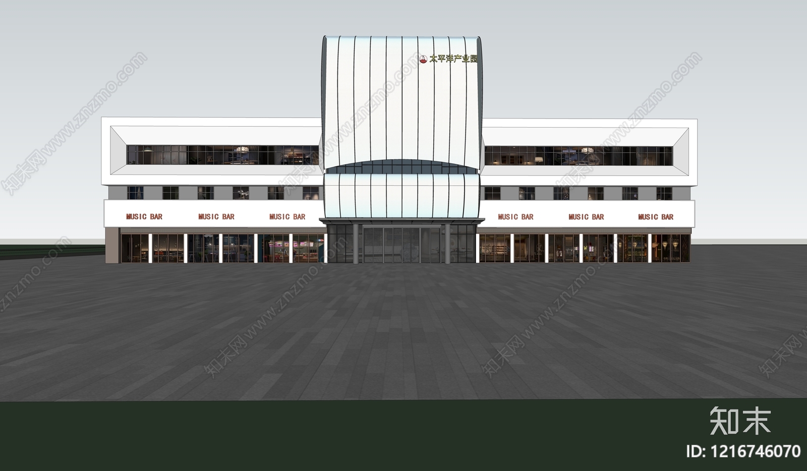 现代主义产业园办公楼SU模型下载【ID:1216746070】