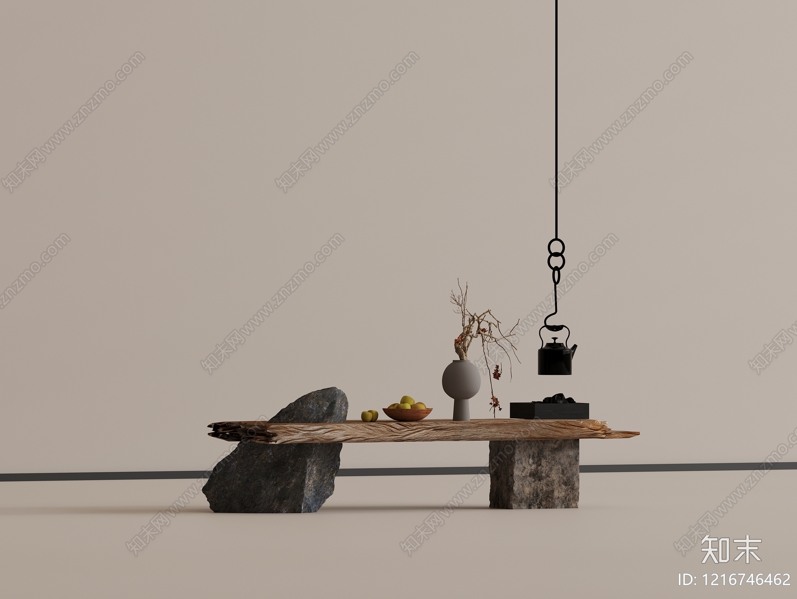 侘寂茶桌椅SU模型下载【ID:1216746462】