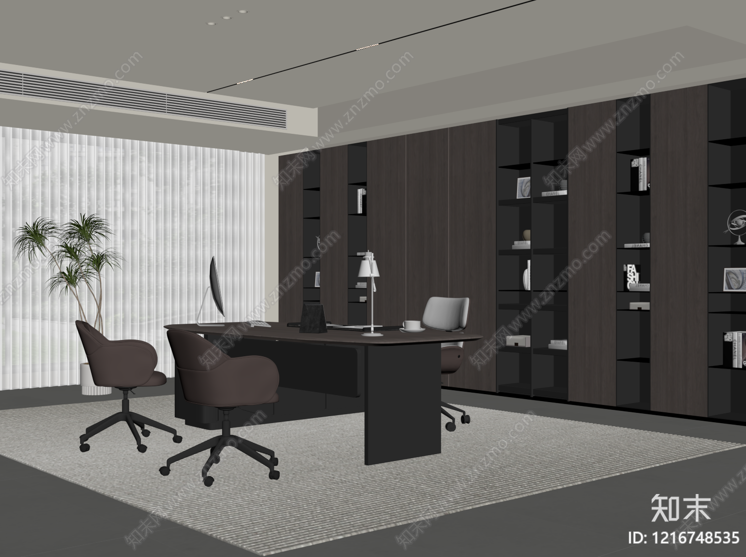 现代简约办公室SU模型下载【ID:1216748535】