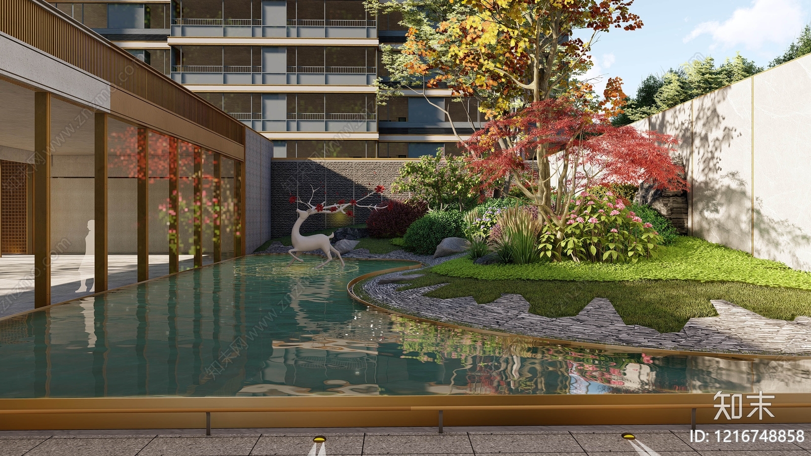 新中式小区景观SU模型下载【ID:1216748858】