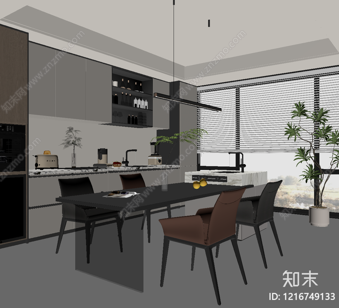 意式家居餐厅SU模型下载【ID:1216749133】