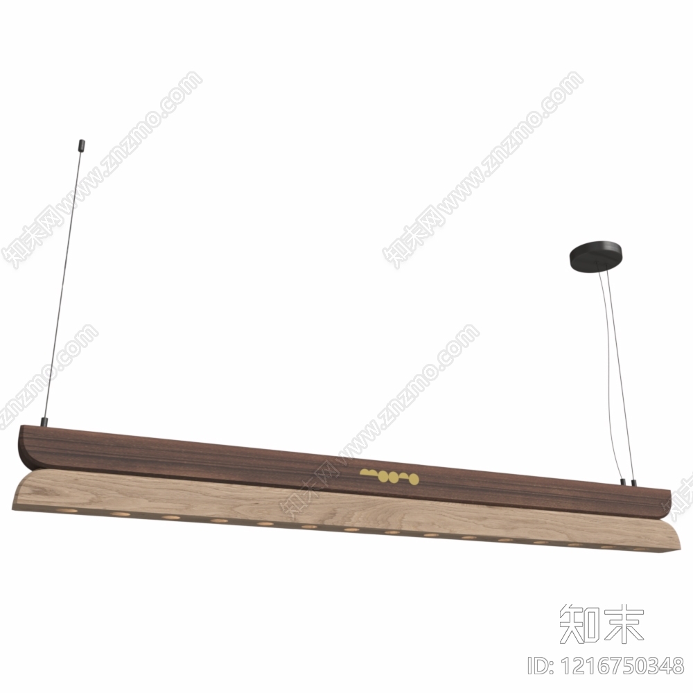 原木风长条吊灯3D模型渲染效果图
