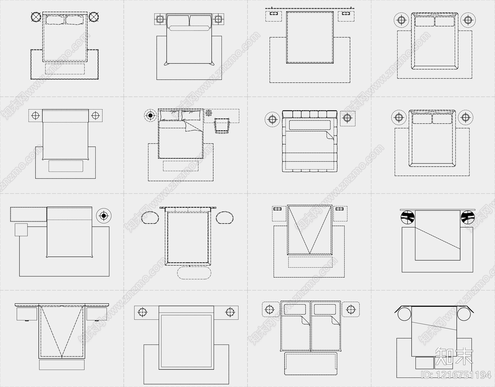 现代意式床施工图下载【ID:1216751194】