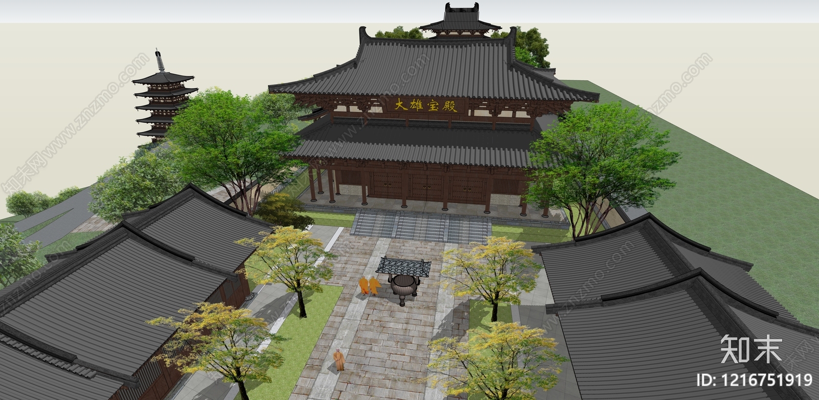唐风建筑寺庙建筑SU模型下载【ID:1216751919】