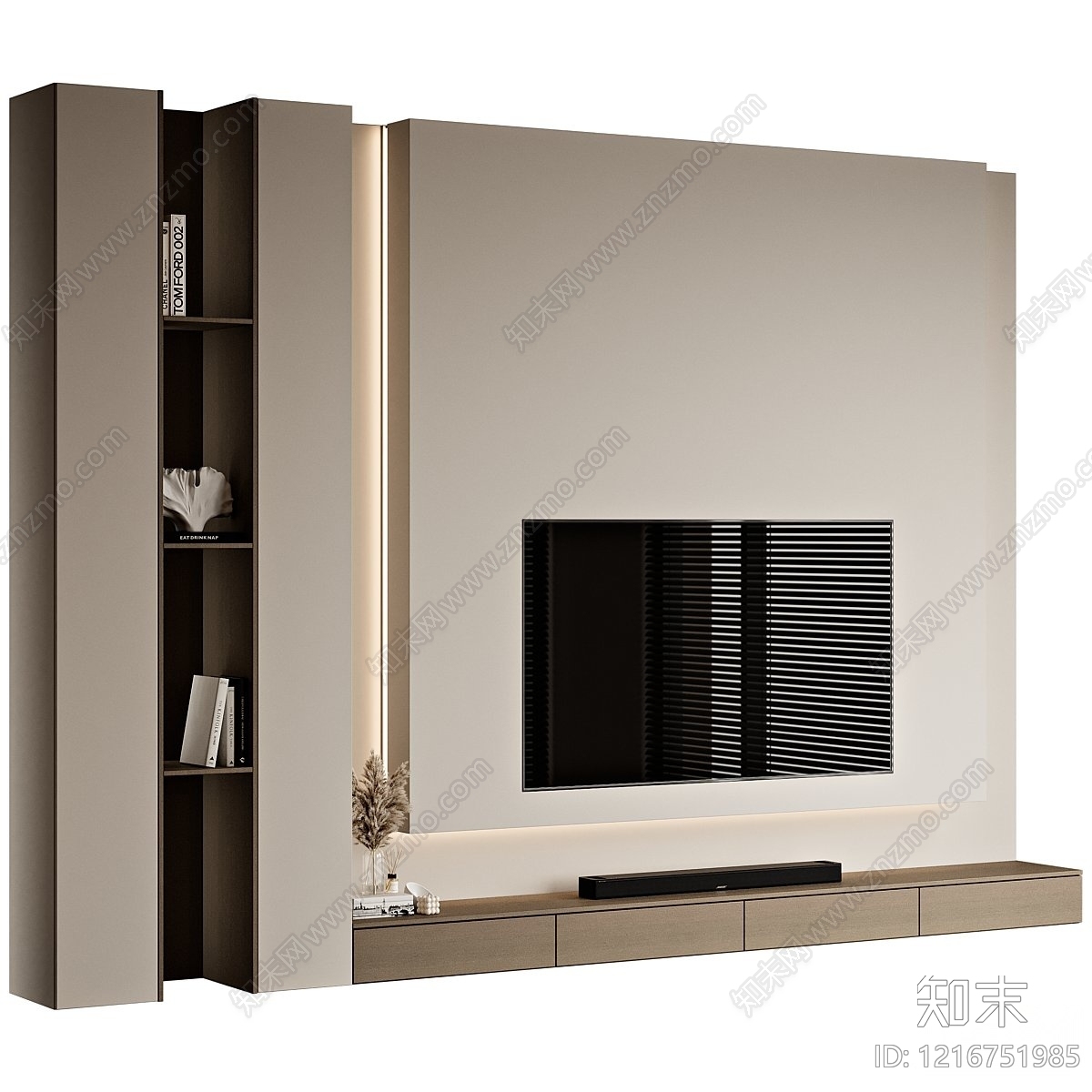 意式极简电视背景墙3D模型下载【ID:1216751985】