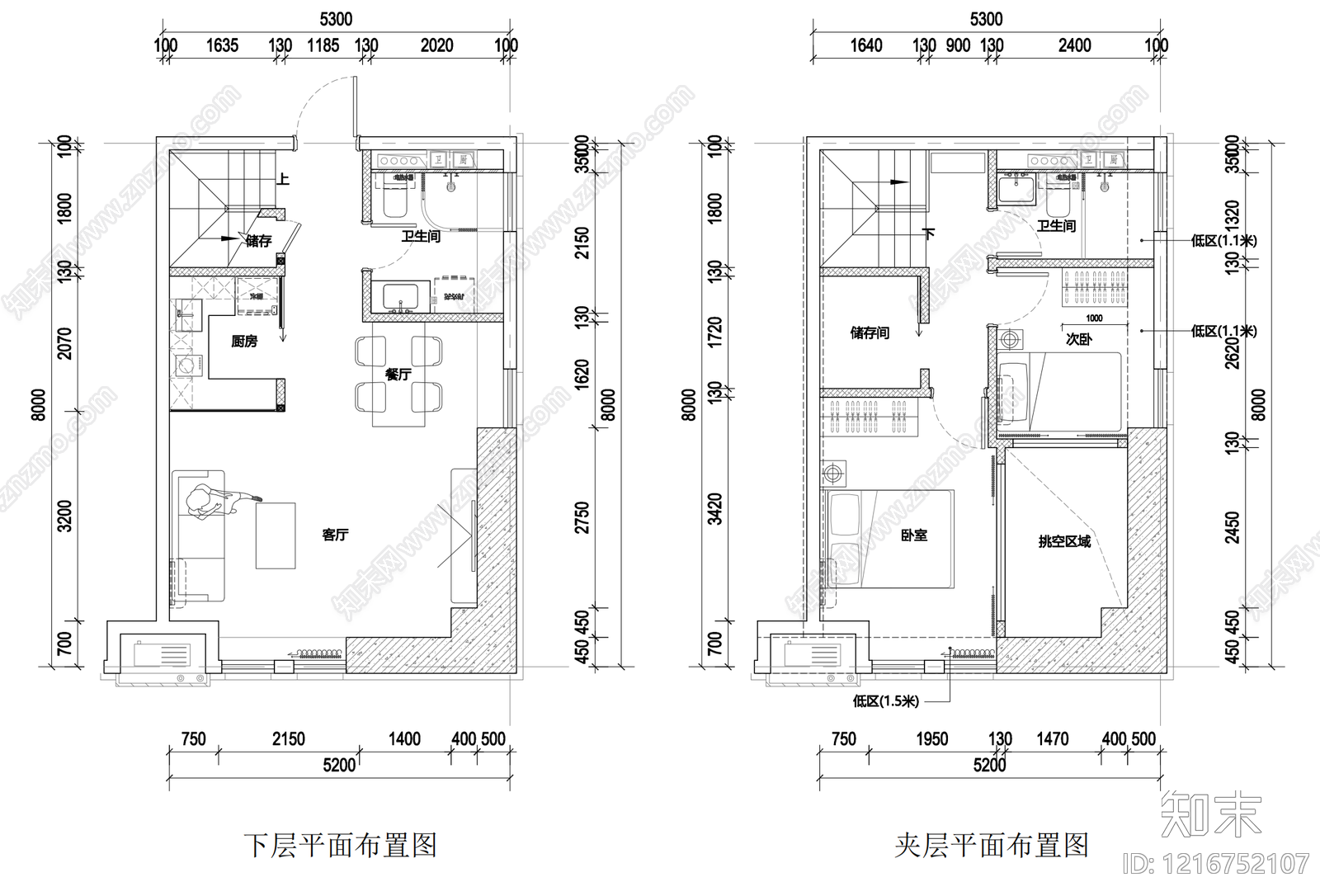 复式公寓施工图下载【ID:1216752107】