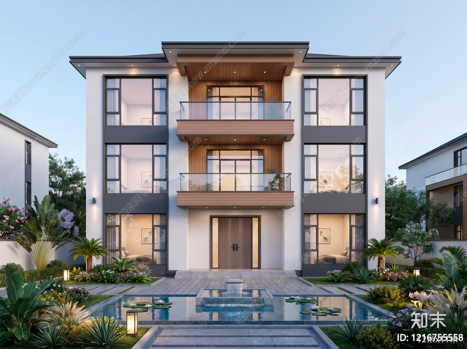 现代别墅建筑施工图下载【ID:1216755558】