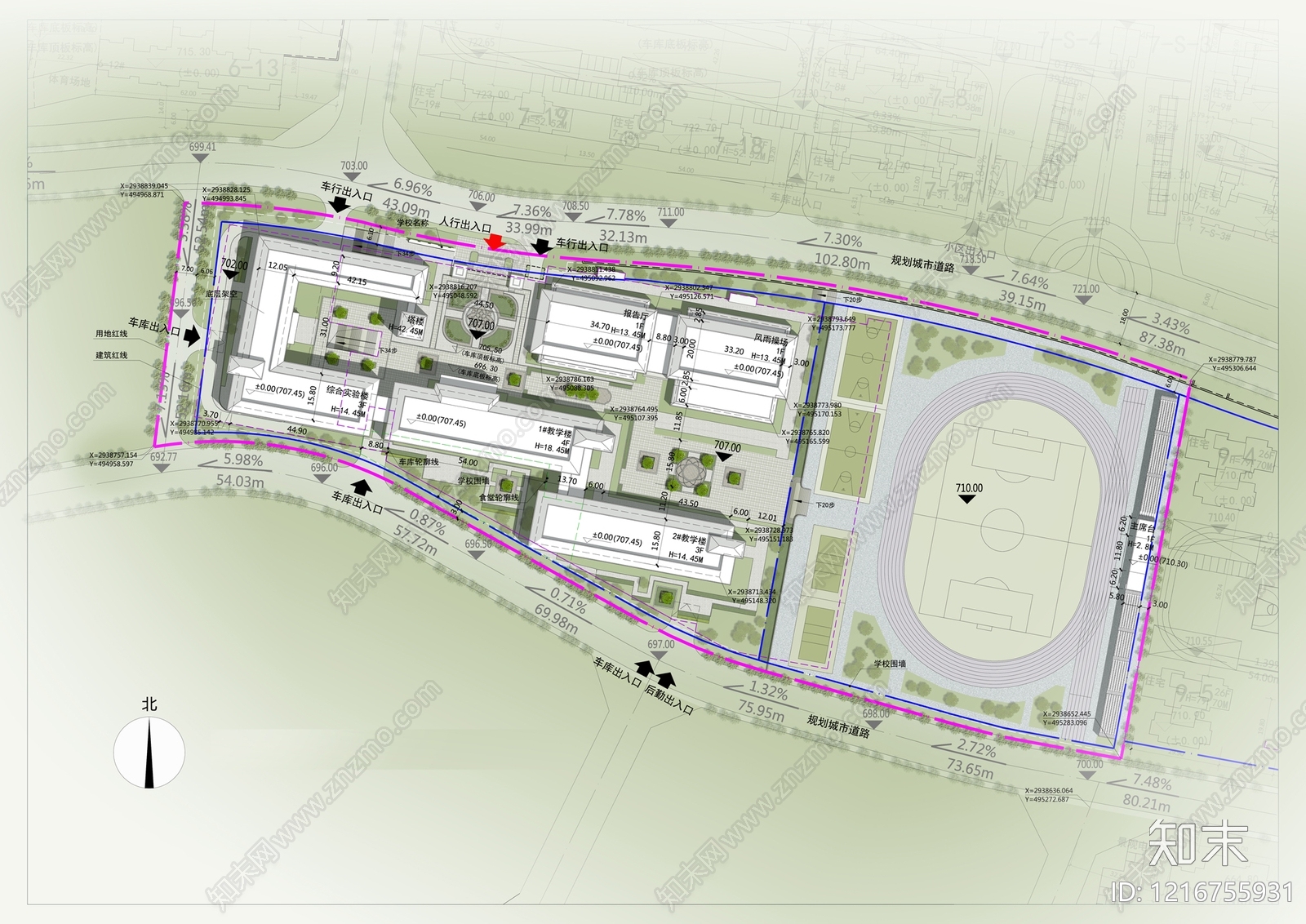 新中式学校建筑施工图下载【ID:1216755931】