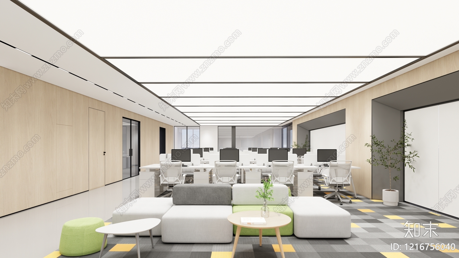 现代简约办公室SU模型下载【ID:1216756040】