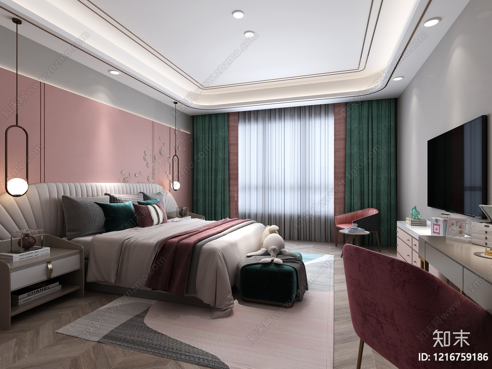 现代轻奢女孩房3D模型下载【ID:1216759186】