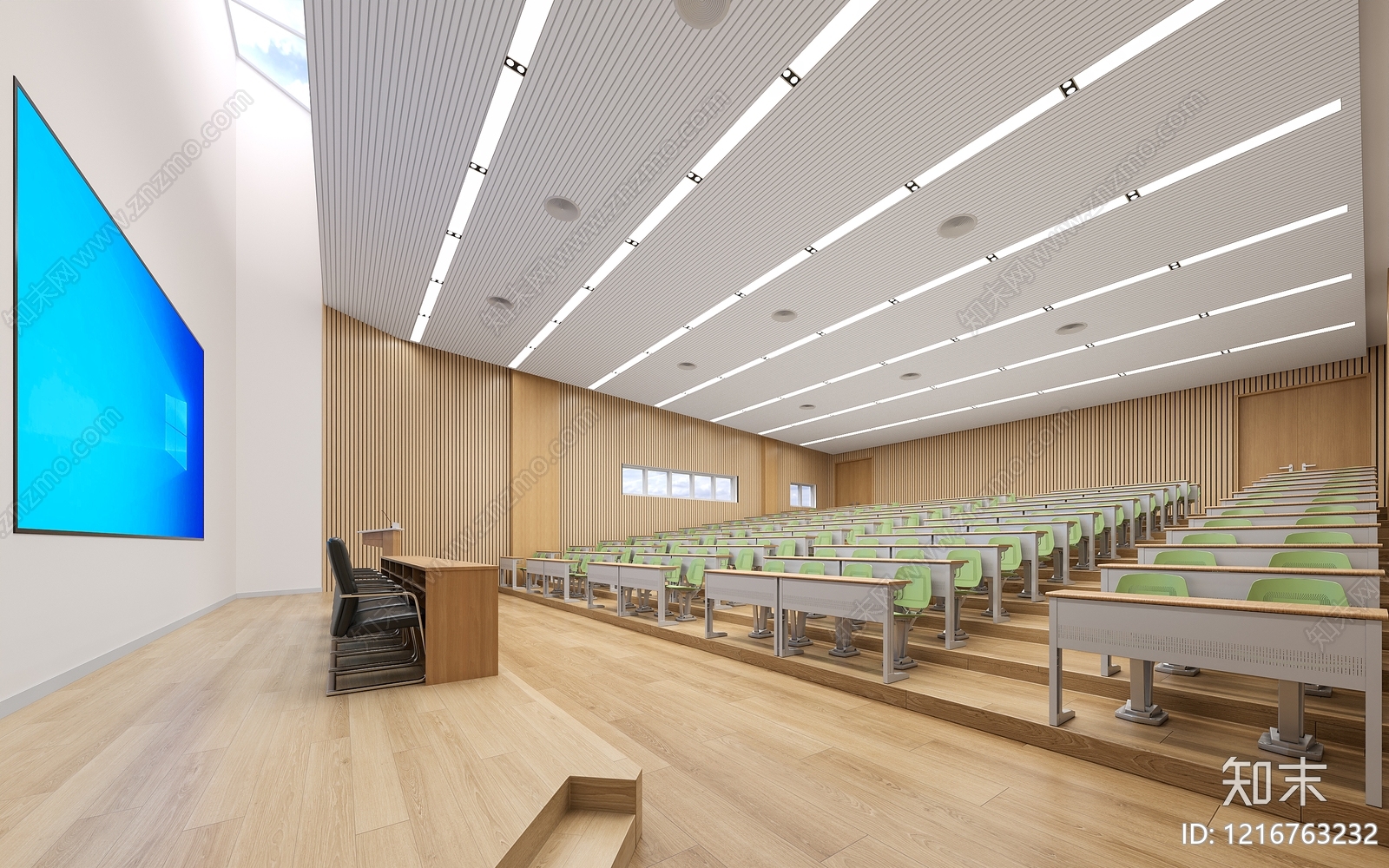 原木极简教室3D模型下载【ID:1216763232】