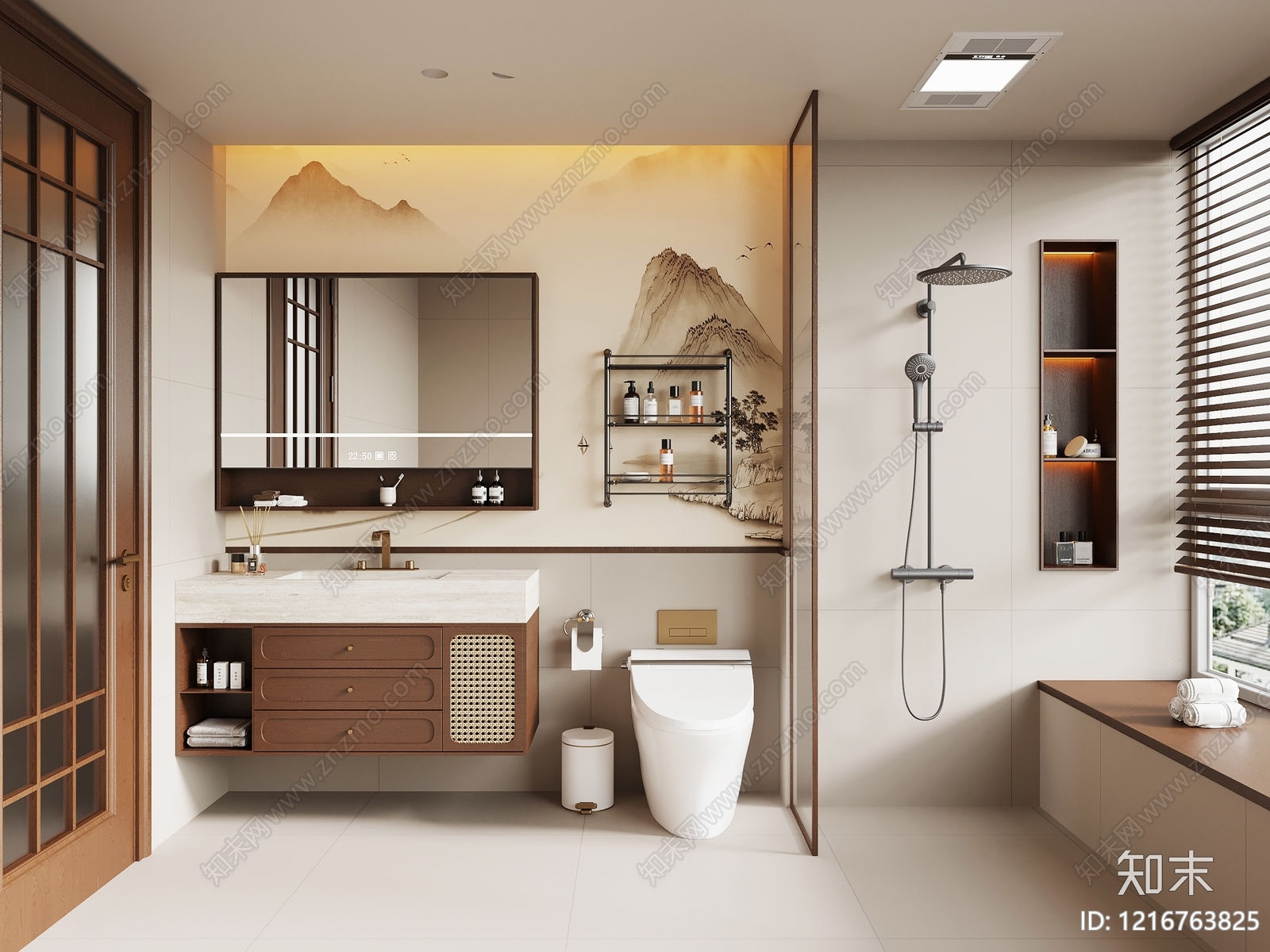 新中式浴室柜3D模型下载【ID:1216763825】