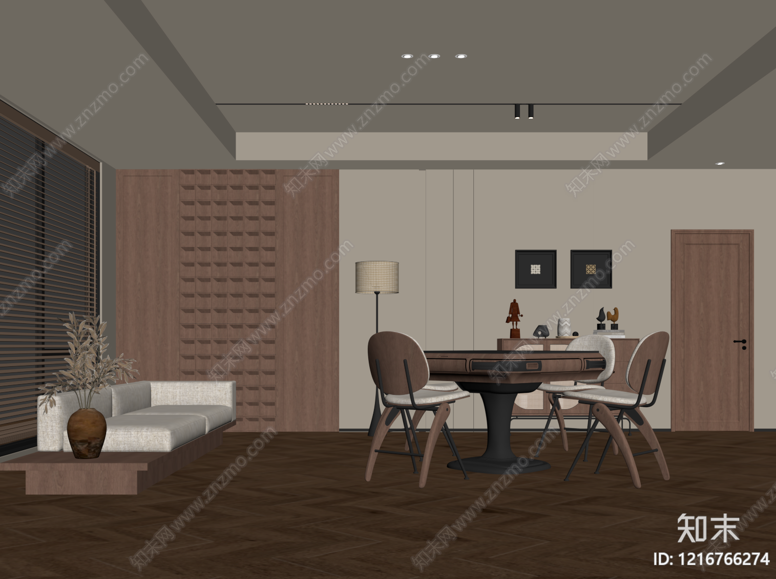 中古风棋牌室SU模型下载【ID:1216766274】