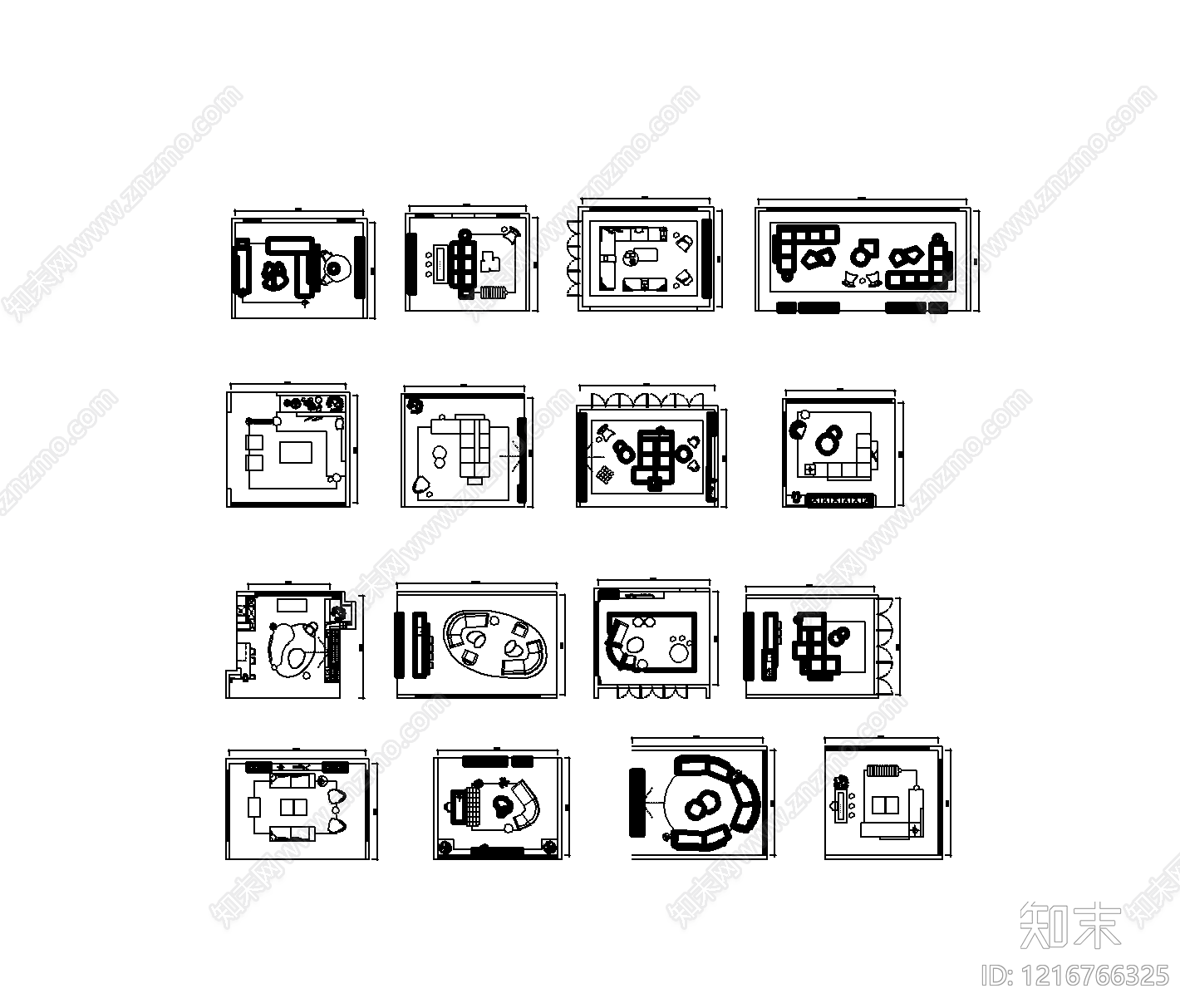 现代简约家具图库施工图下载【ID:1216766325】