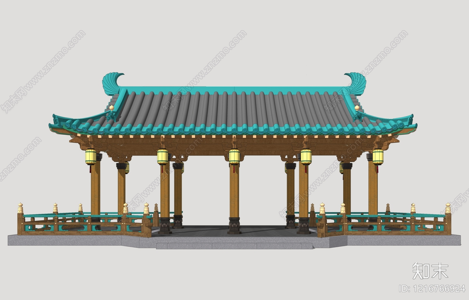 新中式古建筑SU模型下载【ID:1216766924】