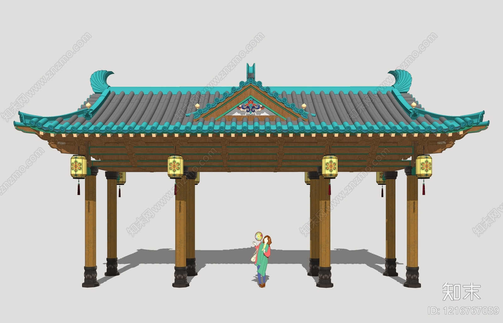 新中式连廊SU模型草图