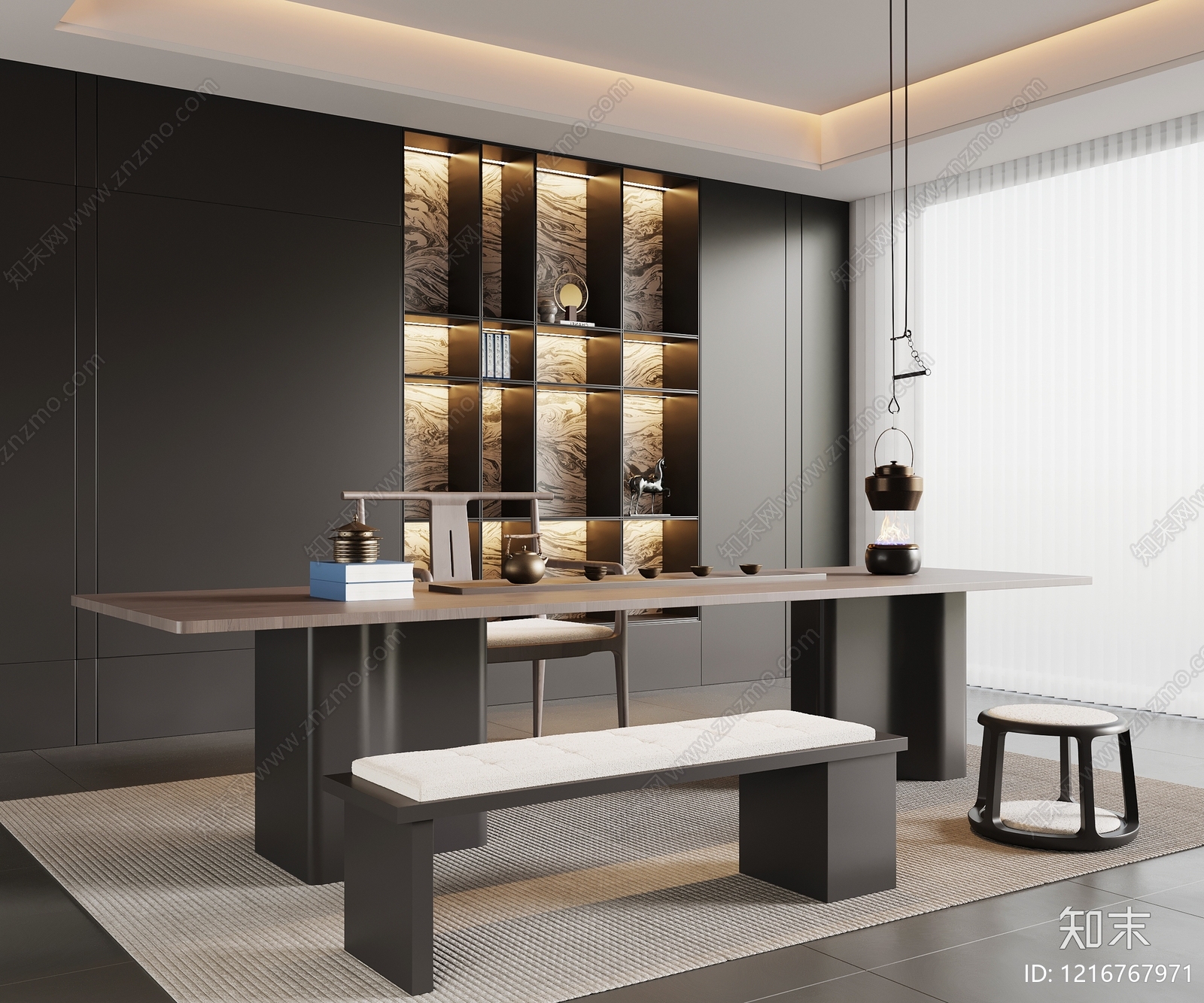 新中式茶室3D模型下载【ID:1216767971】