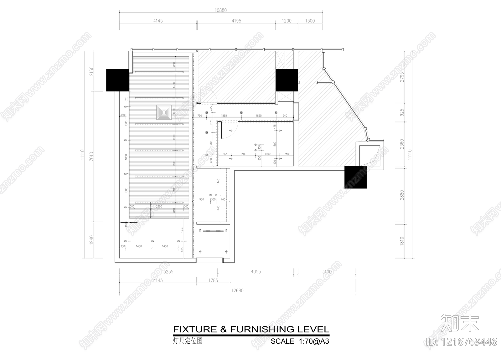 现代开放办公室cad施工图下载【ID:1216769446】