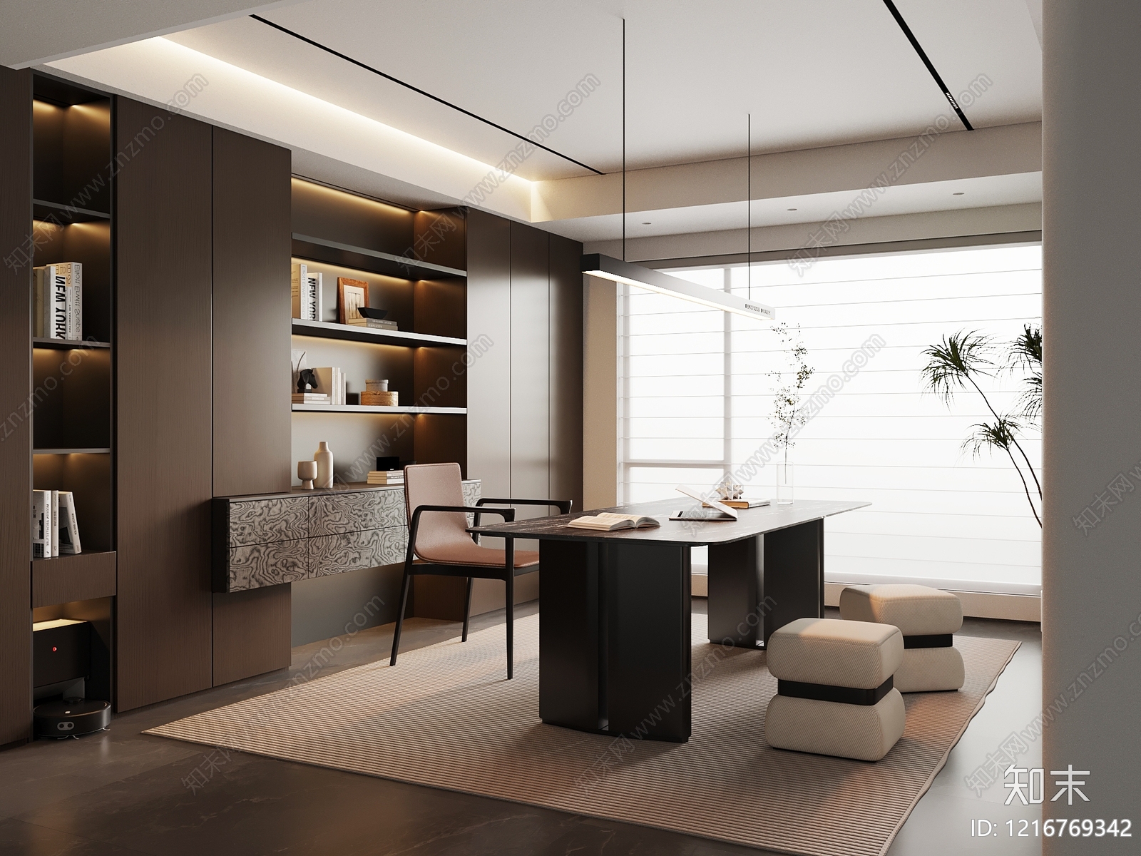 现代简约书房3D模型下载【ID:1216769342】