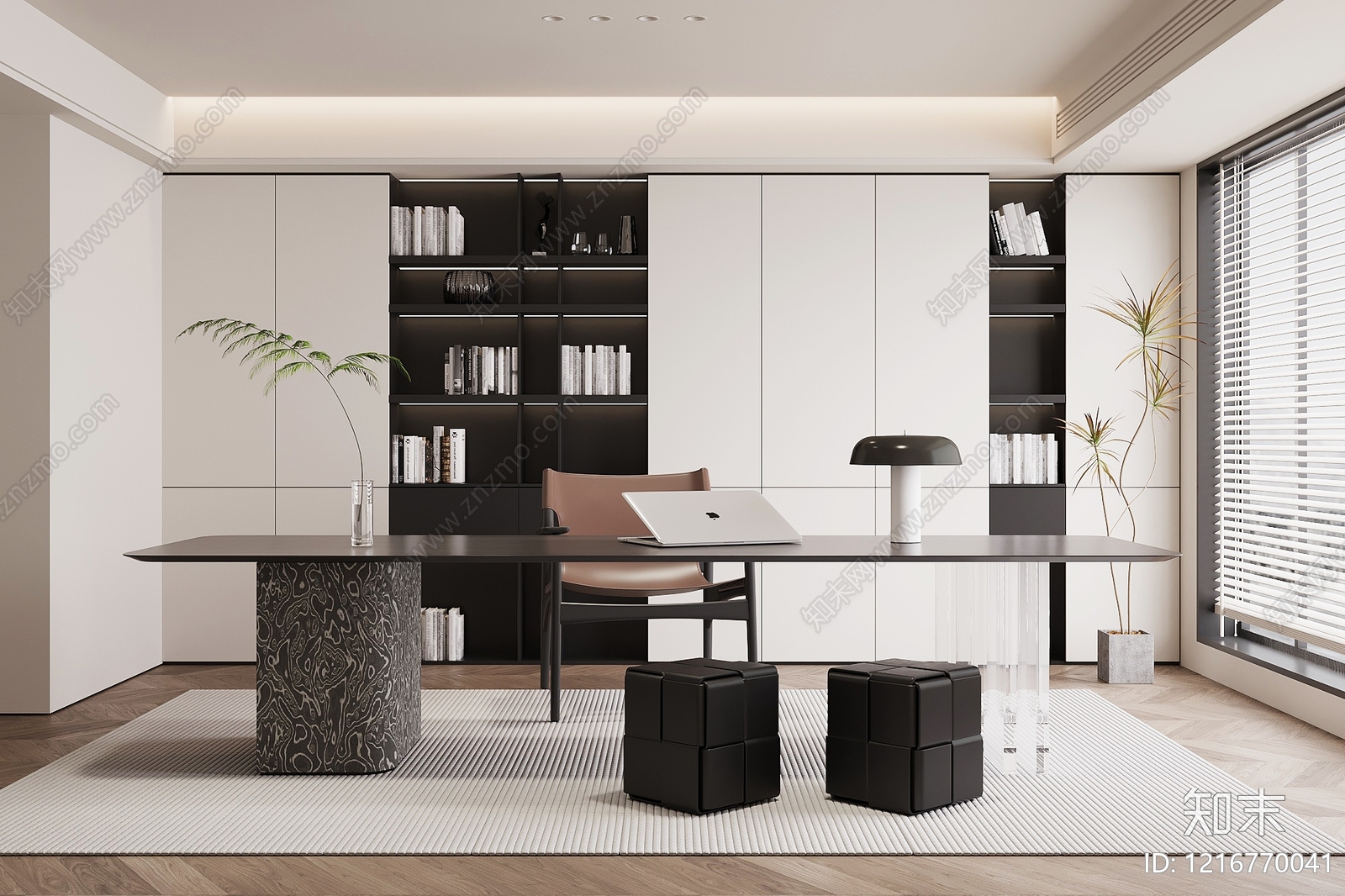 现代简约书房3D模型下载【ID:1216770041】