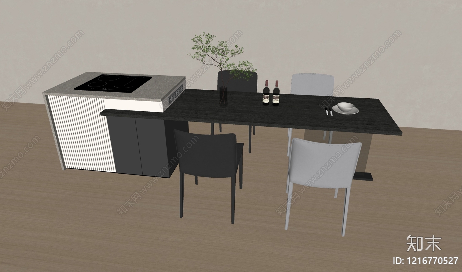 现代餐桌椅SU模型下载【ID:1216770527】