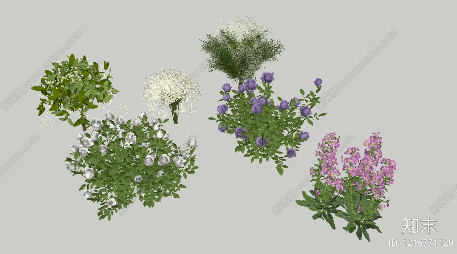 自然主义景观花草SU模型下载【ID:1216771120】