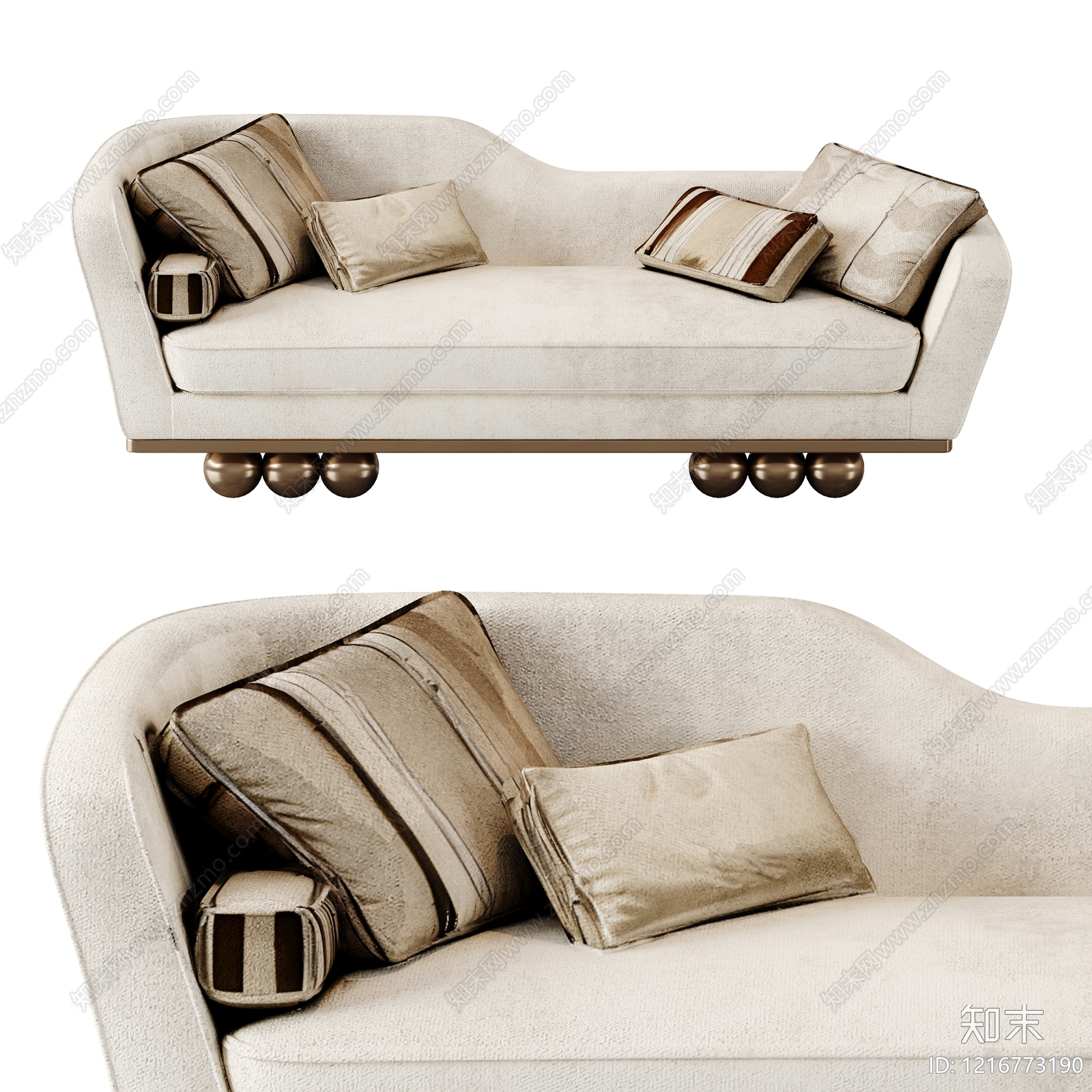 现代轻奢贵妃椅3D模型下载【ID:1216773190】
