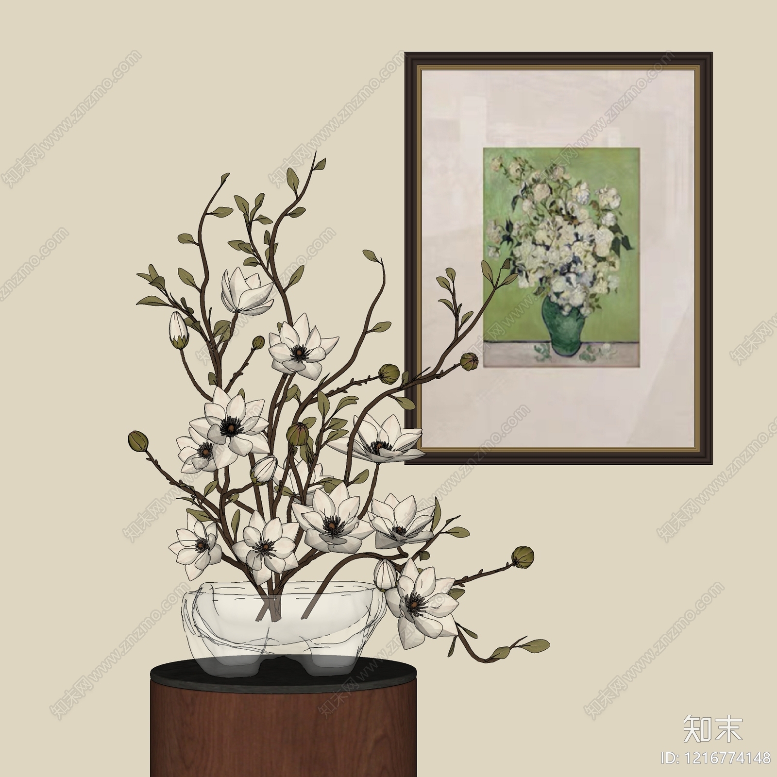 新中式花艺SU模型下载【ID:1216774148】