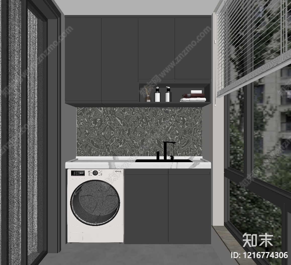现代简约洗衣机柜SU模型下载【ID:1216774306】
