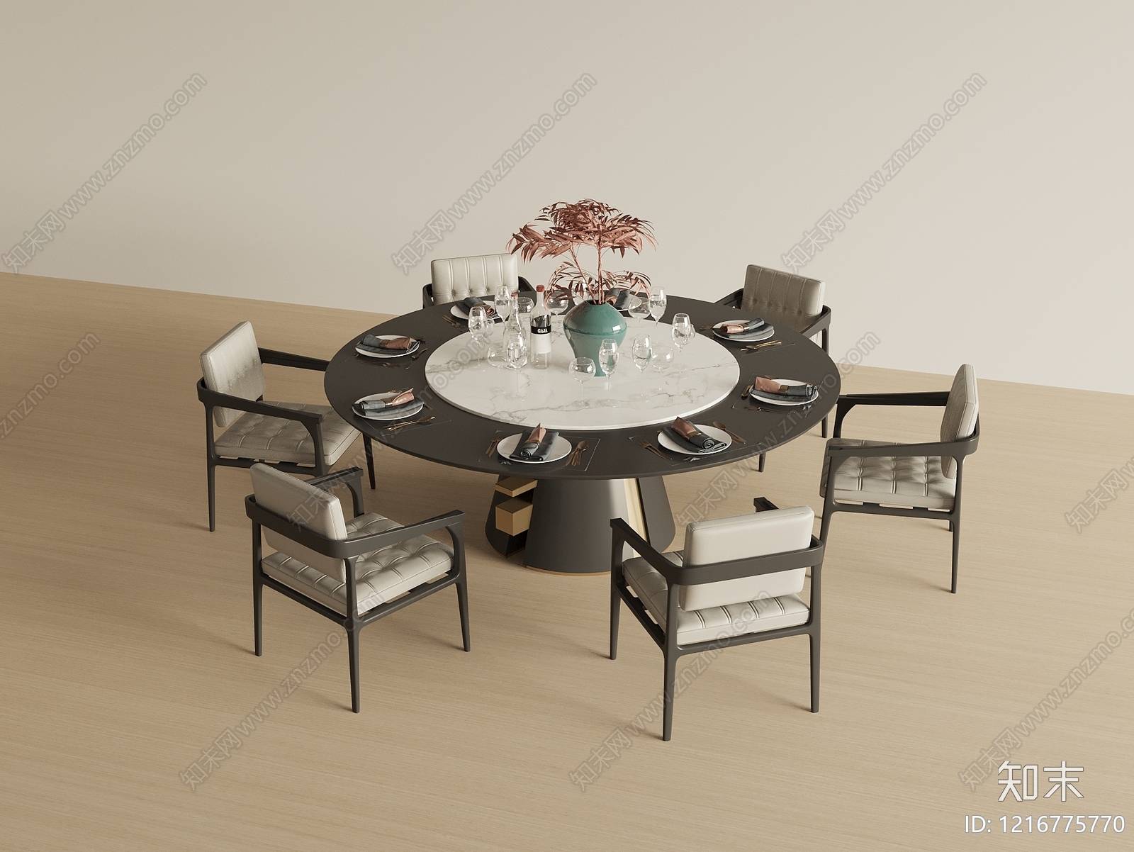 新中式餐桌椅SU模型下载【ID:1216775770】