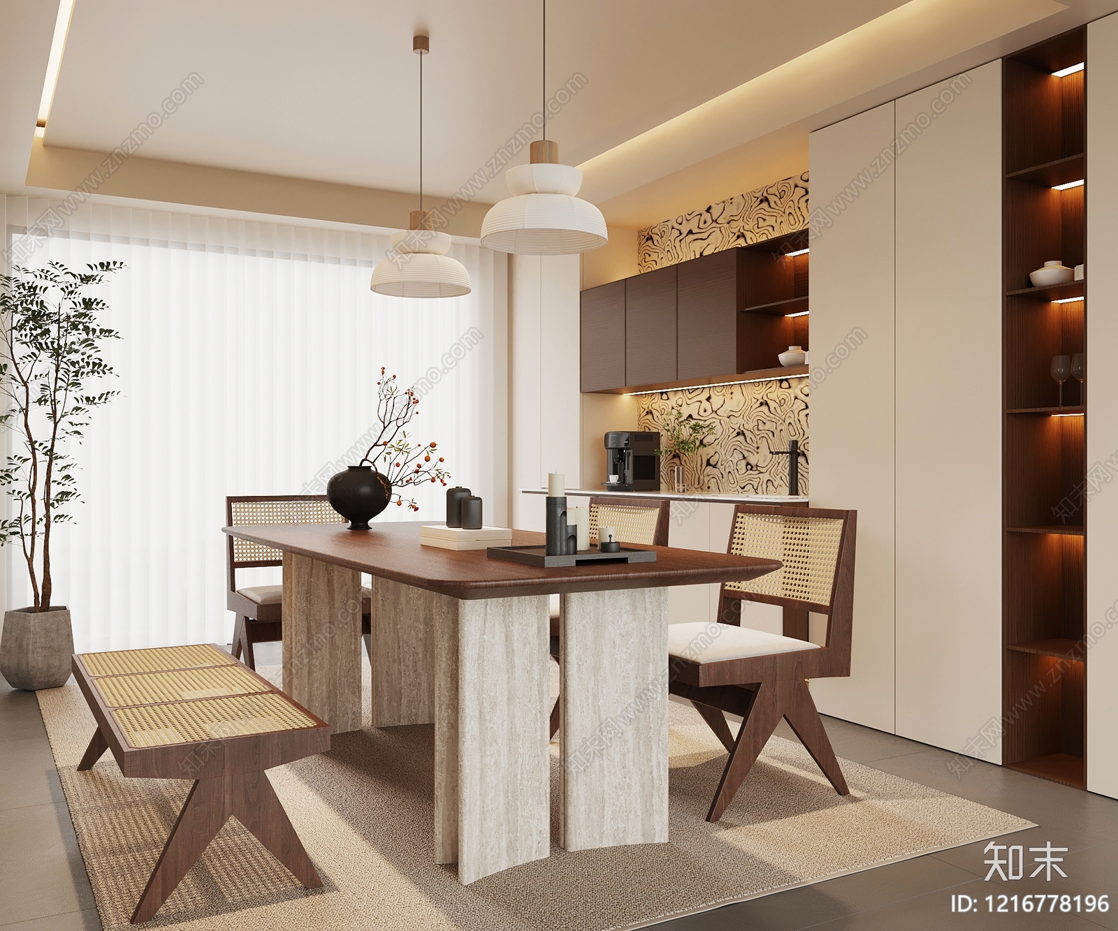 中古风家居餐厅SU模型下载【ID:1216778196】