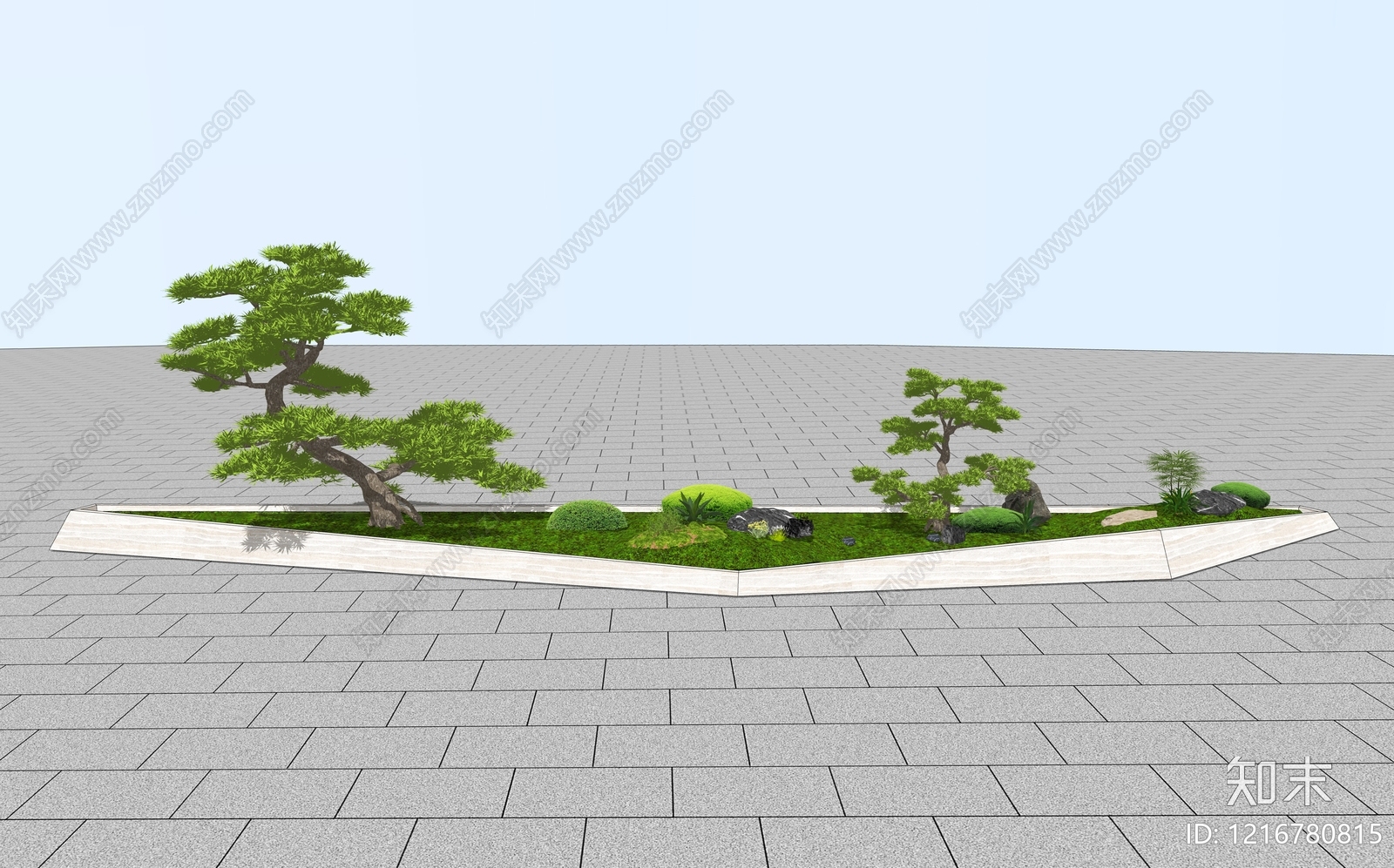 新中式景观庭院小品SU模型下载【ID:1216780815】