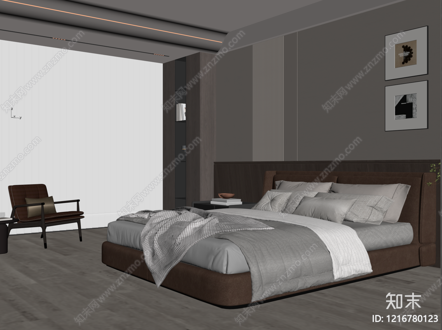 现代极简主卧SU模型下载【ID:1216780123】